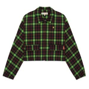 Teddy Fresh Cropped Plaid Zip Up Jacket Women’s Small